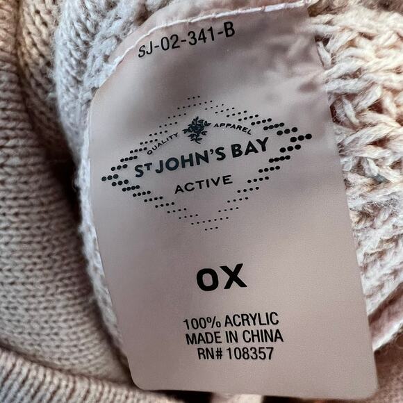 St Johns Bay Striped Pullover Sweater size 0X Pink White Preppy - Picture 7 of 8